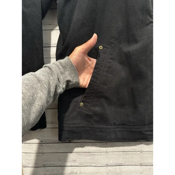 Pendleton Dry Goods Chore Jacket L Black Canvas Fleece Blanket Lined Insulated - Picture 8 of 16